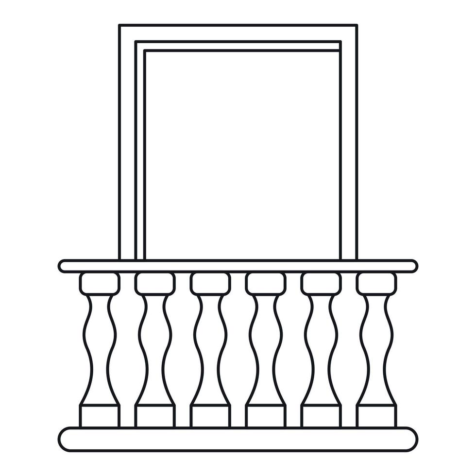 balkon mit blindem fenstersymbol, umrissstil vektor