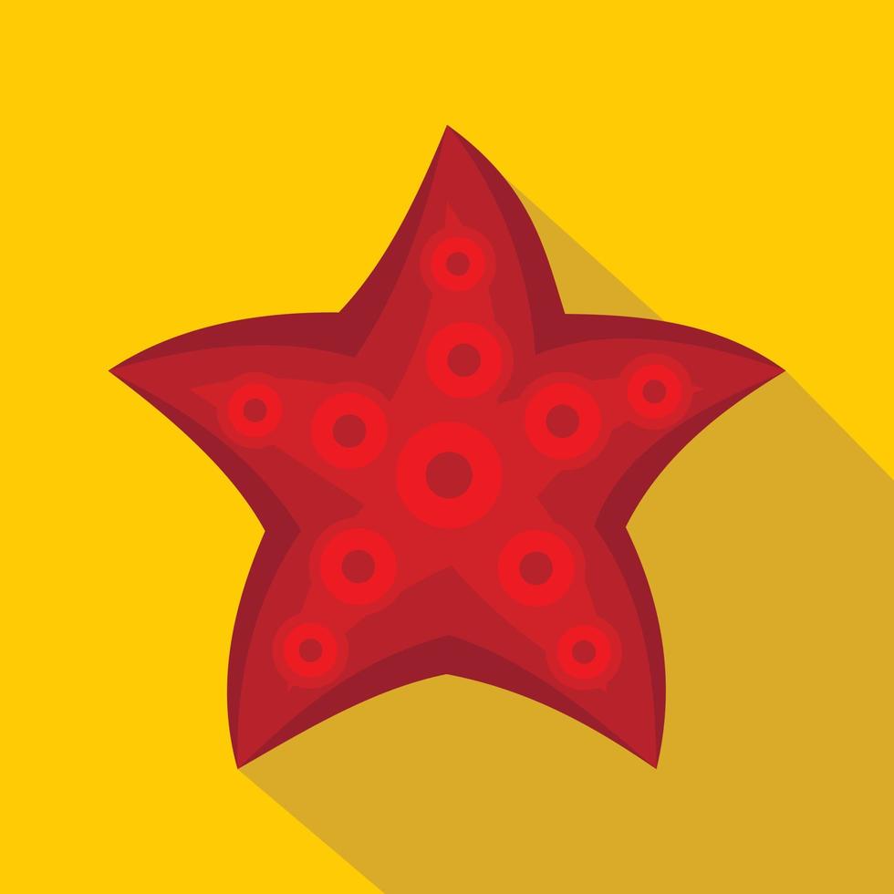 Rotes Seestern-Symbol, flacher Stil vektor