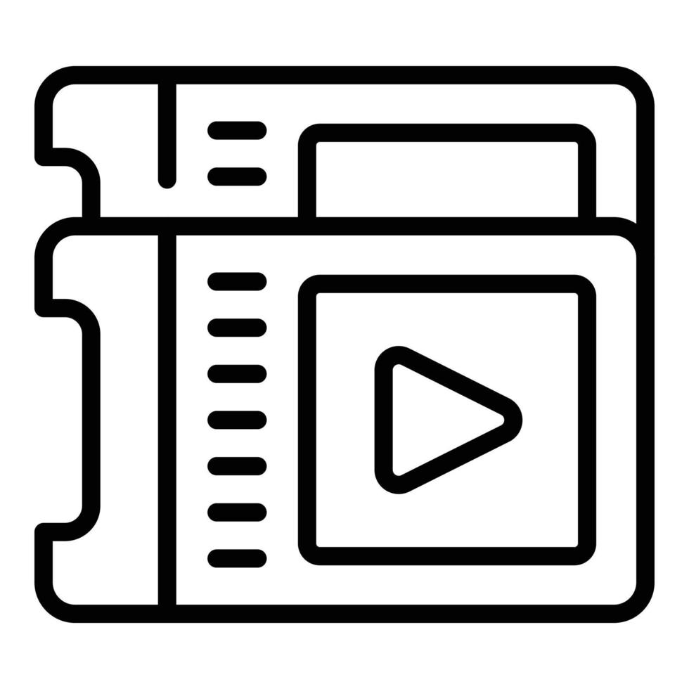 Video-Kino-Ticket-Symbol Umrissvektor. Filmveranstaltung vektor