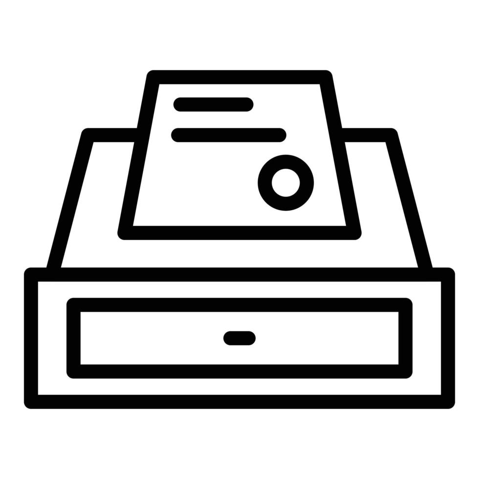 Cash-Deck-Symbol Umrissvektor. Maschine registrieren vektor