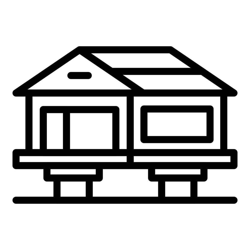 Holz-Home-Icon-Umrissvektor. Haus Kabine vektor
