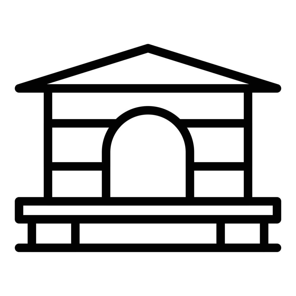 Sommer Holzhaus Symbol Umriss Vektor. Waldhütte vektor