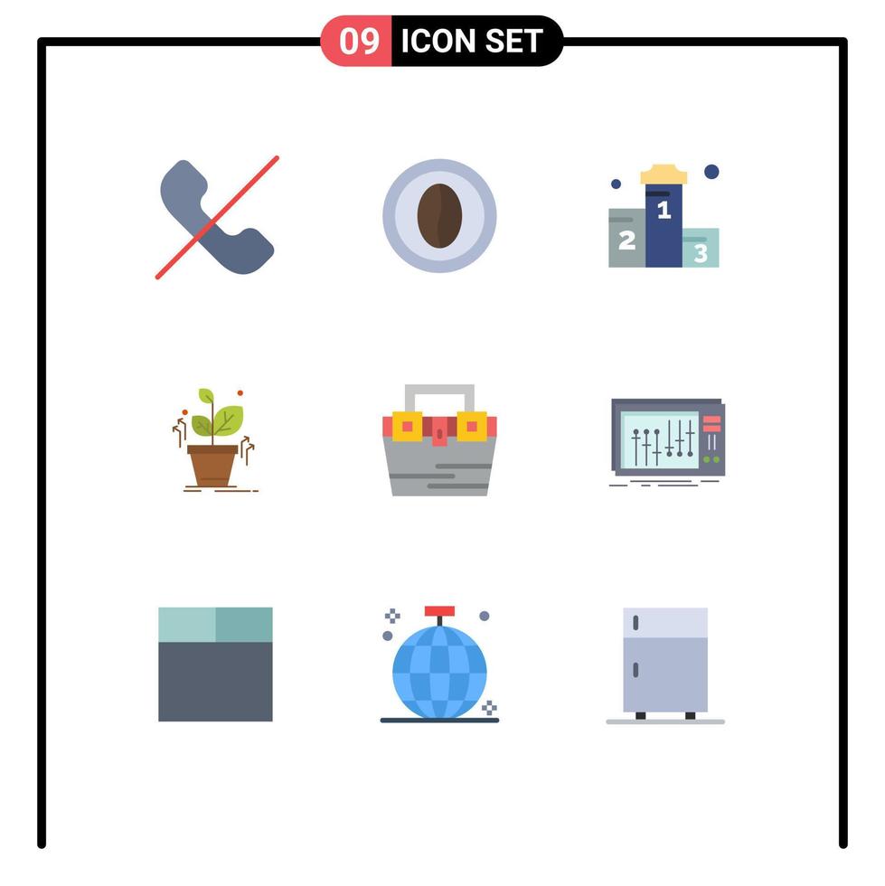 Aktienvektor-Icon-Pack mit 9 Zeilenzeichen und Symbolen für den Erfolg Kornpflanze wachsen gewann editierbare Vektordesign-Elemente vektor