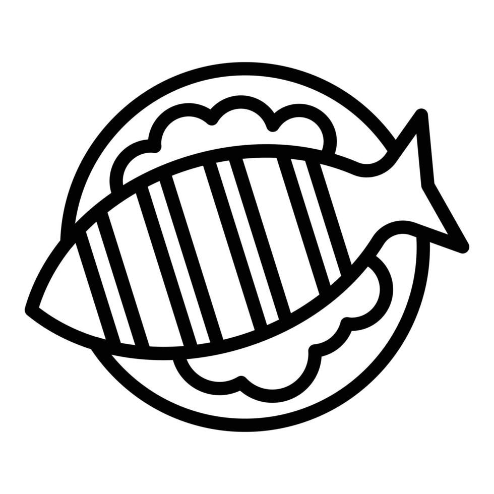 Flussfisch Grill Symbol Umrissvektor. Essen Huhn vektor