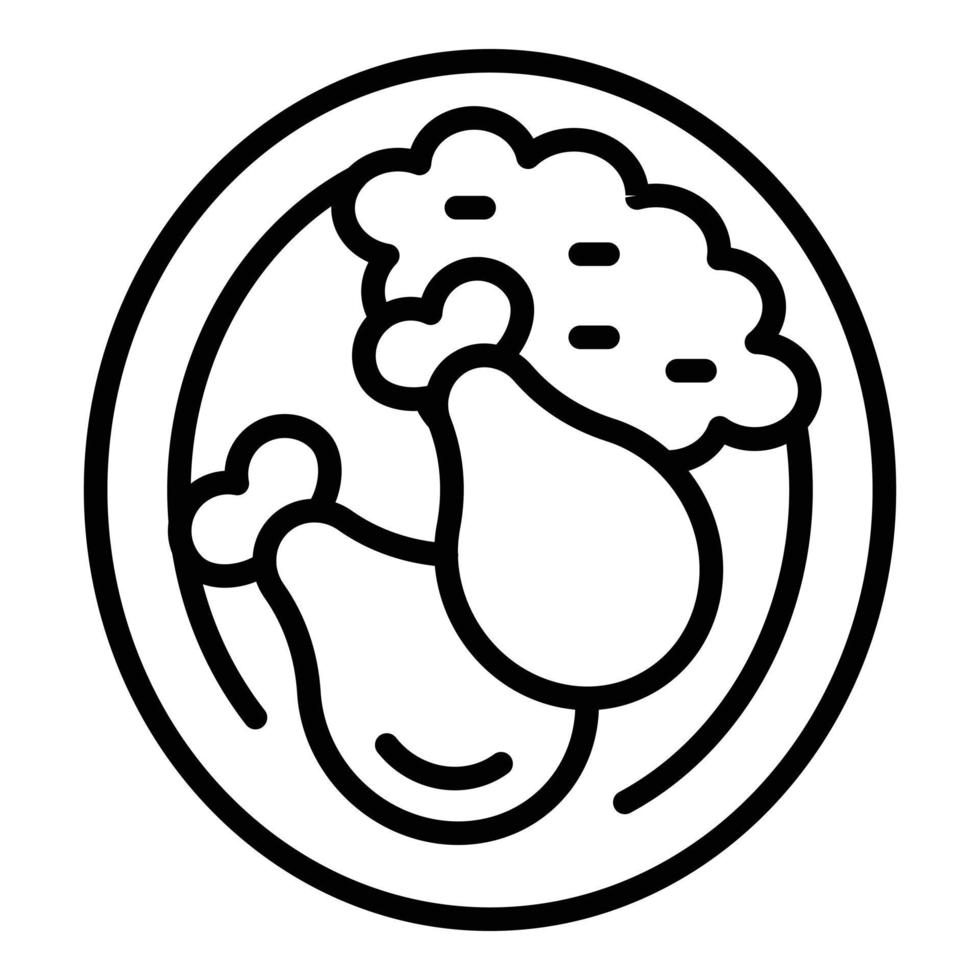 Fleisch-Huhn-Symbol-Umrissvektor. karibisches essen vektor