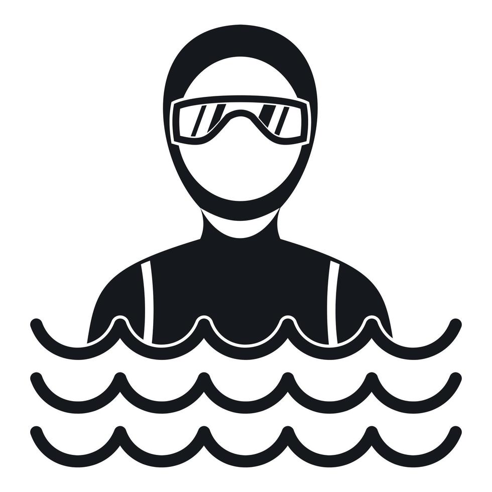 Scuba Diver Mann im Taucheranzug Symbol, einfacher Stil vektor