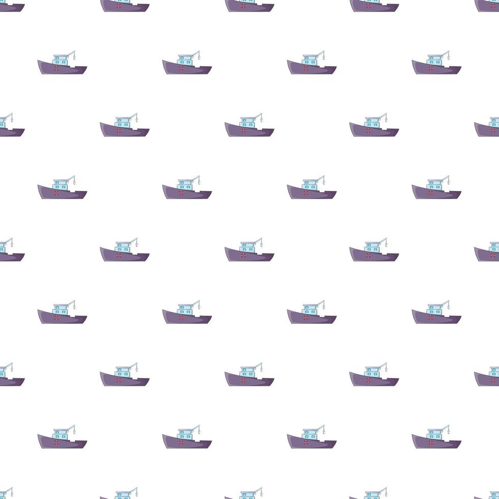 fartyg för fångst fisk mönster, tecknad serie stil vektor