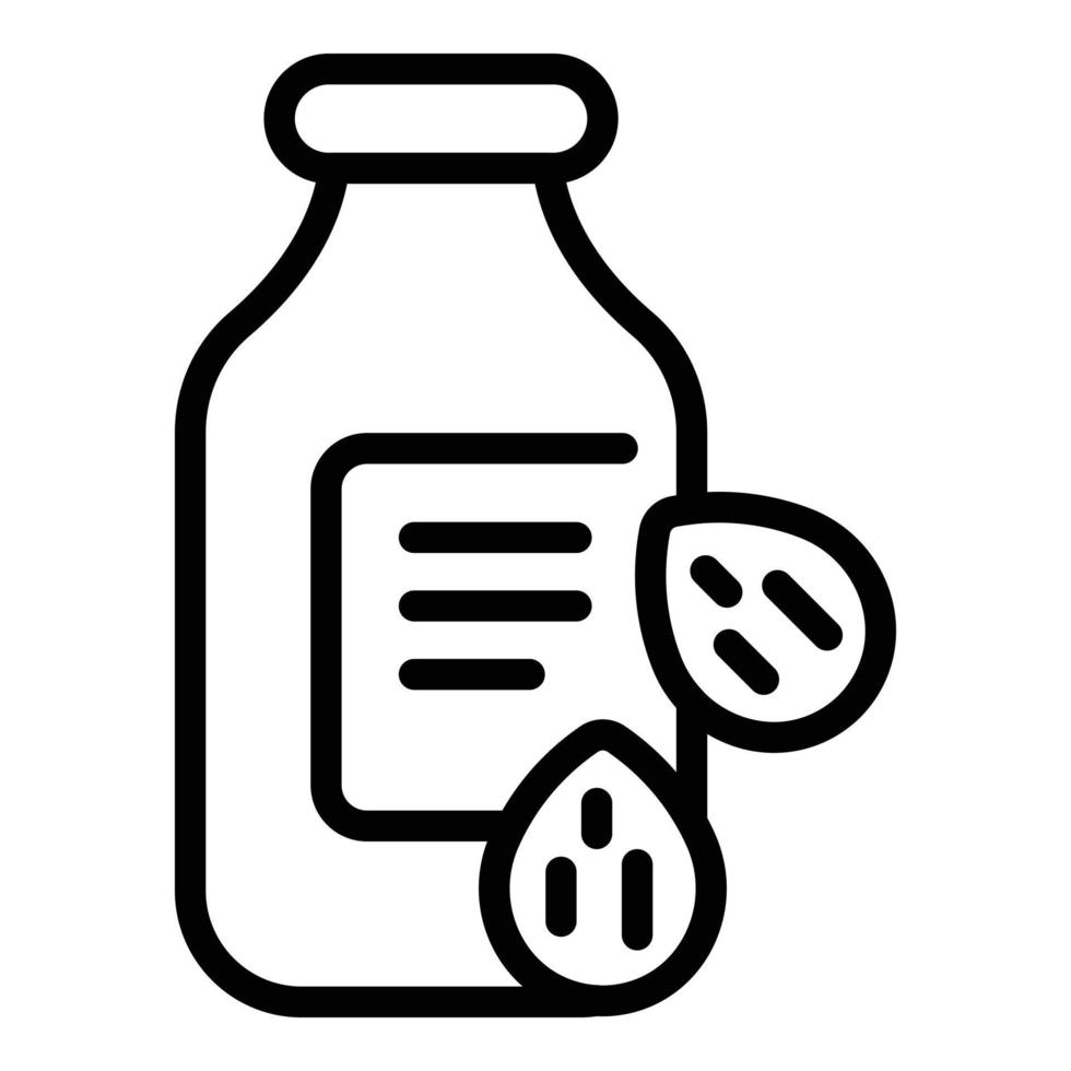 Symbol Umrissvektor für Mandelgetränkeflaschen. pflanzliche Milch vektor