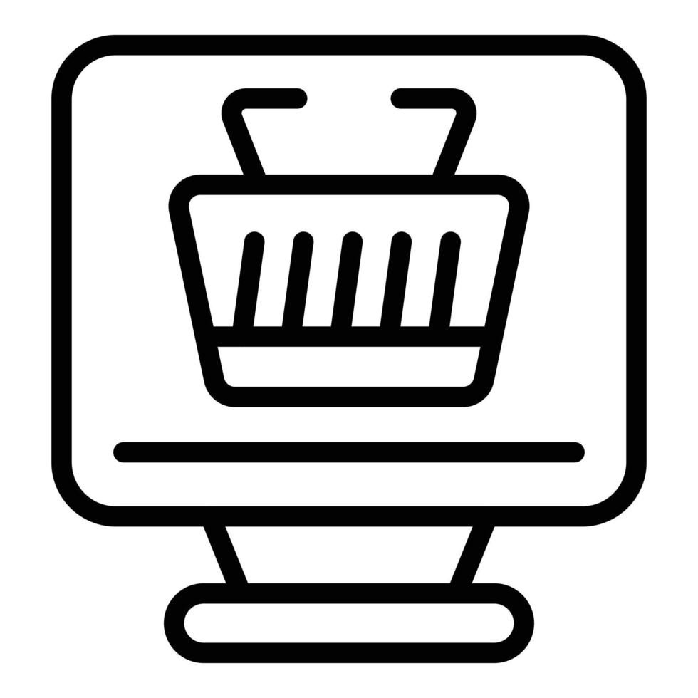 Online-Shop-Warenkorb-Symbol Umrissvektor. soziale Überprüfung vektor