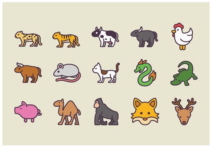 Pack av Animal Icon Vectors