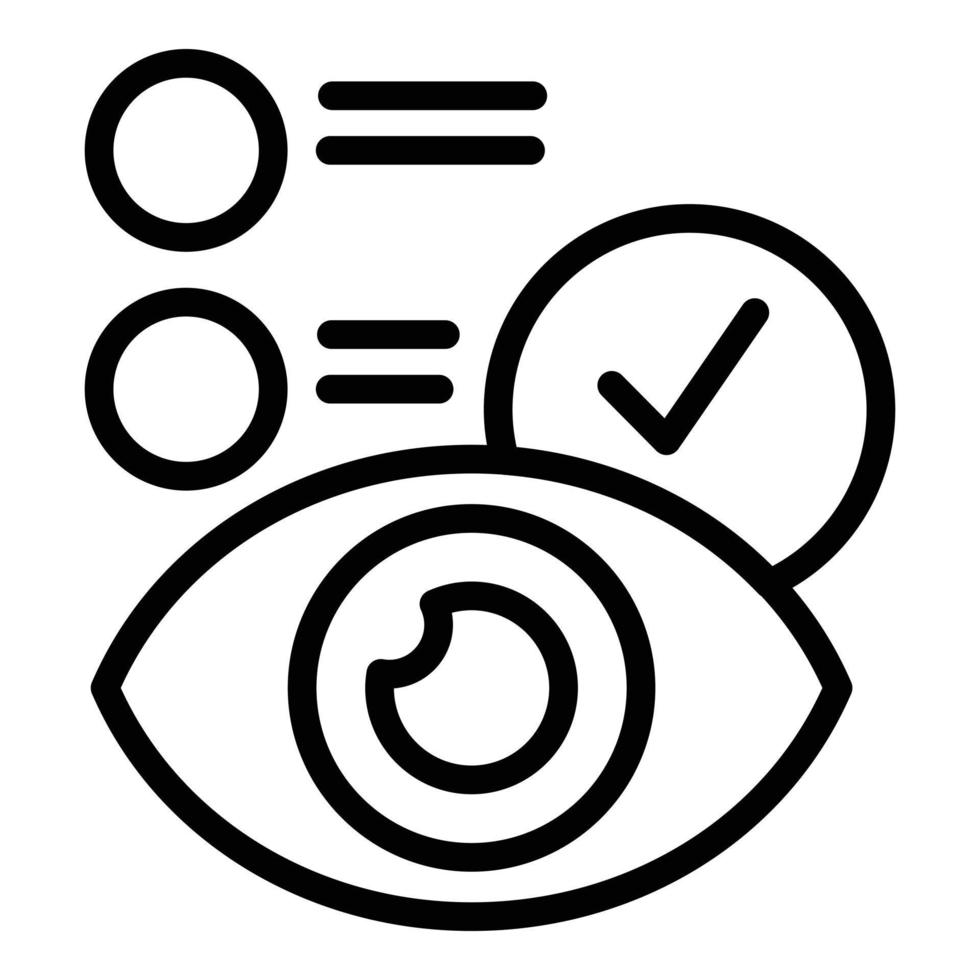 Augenüberprüfungssymbol Umrissvektor. positive Hilfe vektor