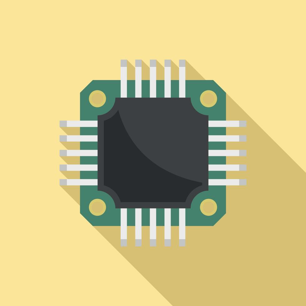 Flacher Vektor des Mikrochip-Symbols. CPU-Schaltung