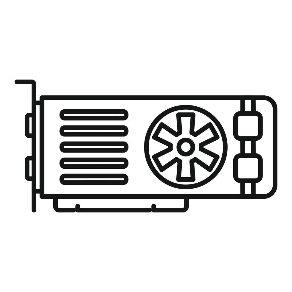 Grafikkarten-Hardware-Icon-Umrissvektor. GPU-Fan vektor