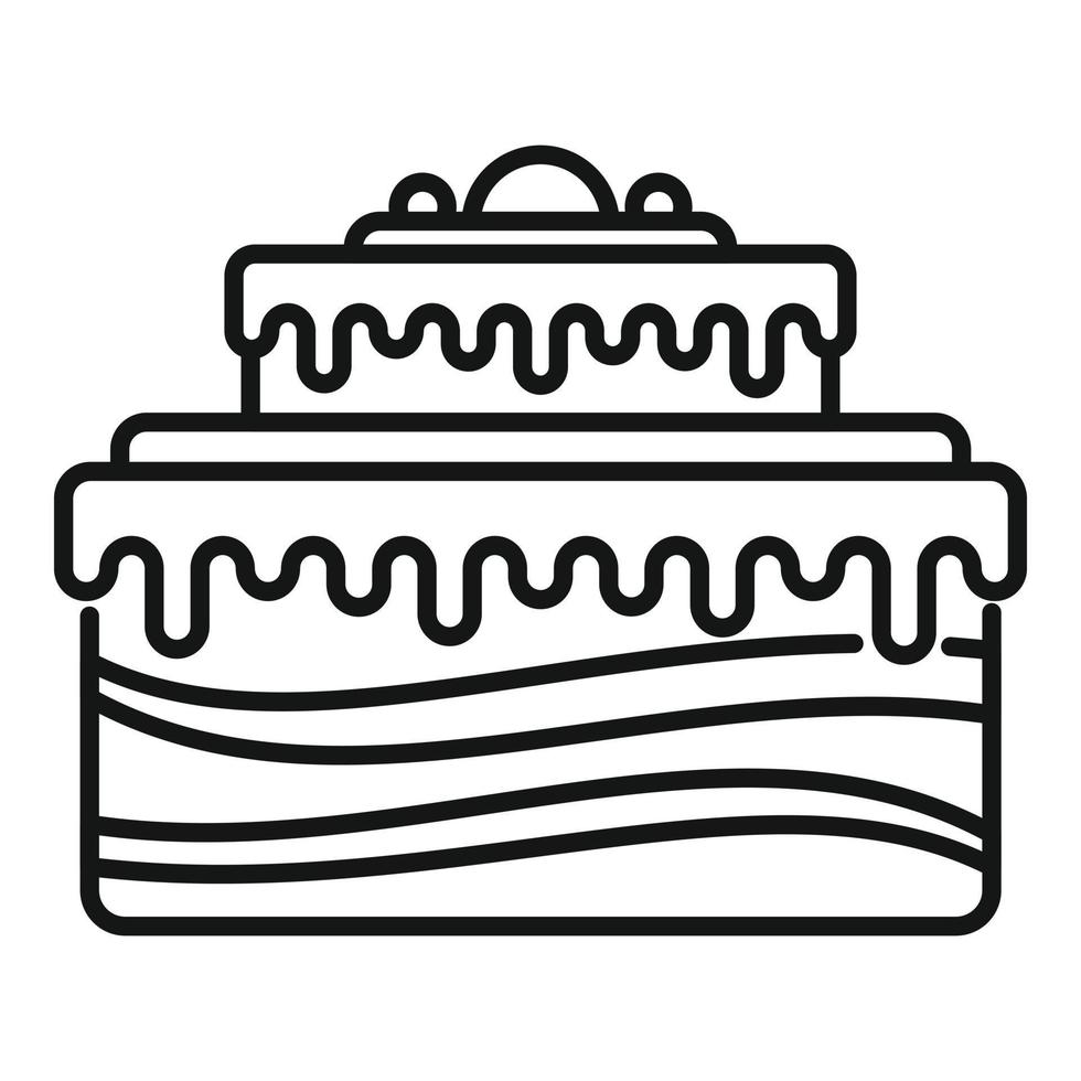 Kuchen Dessert Symbol Umriss Vektor. Glückliches Fest vektor