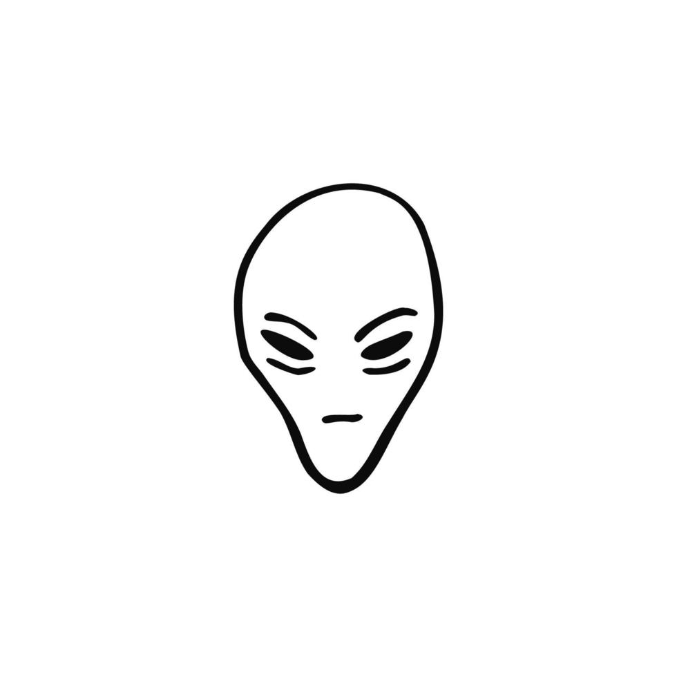 stereotyp manlig utomjording, humanoid huvud i klotter stil - hand dragen vektor illustration. begrepp utomjording