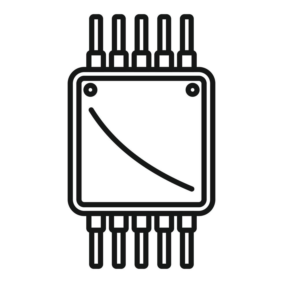 Umrissvektor für Prozessorschaltungssymbole. Chip-CPU vektor