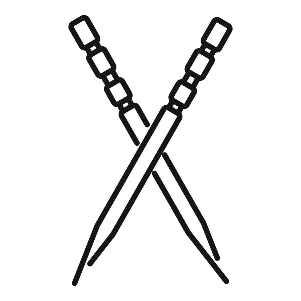 Symbol Umrissvektor für gekreuzte Zahnstäbchen. Zahnstock vektor