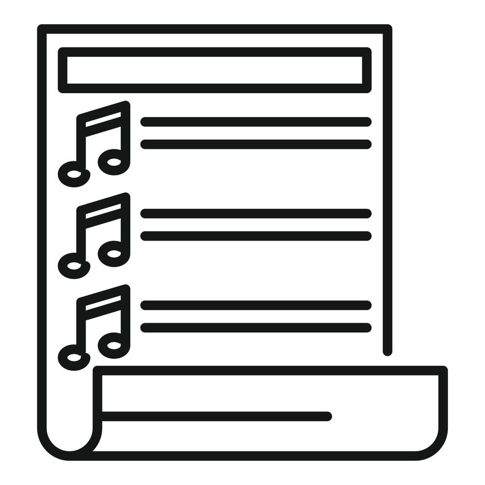 Papier-Playlist-Symbol Umrissvektor. Musik Lied vektor