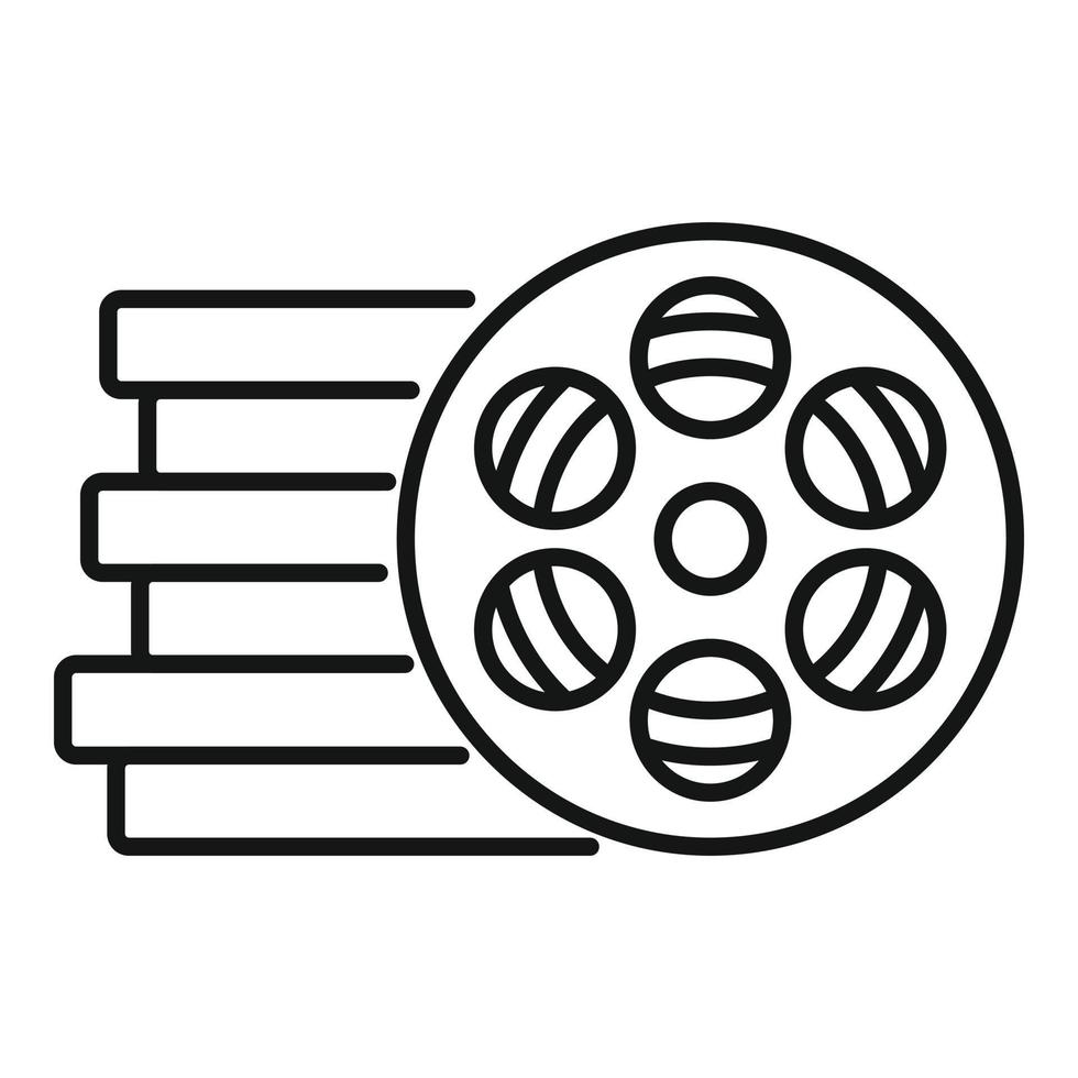 Reel-Stapel-Symbol-Umrissvektor. film video film vektor
