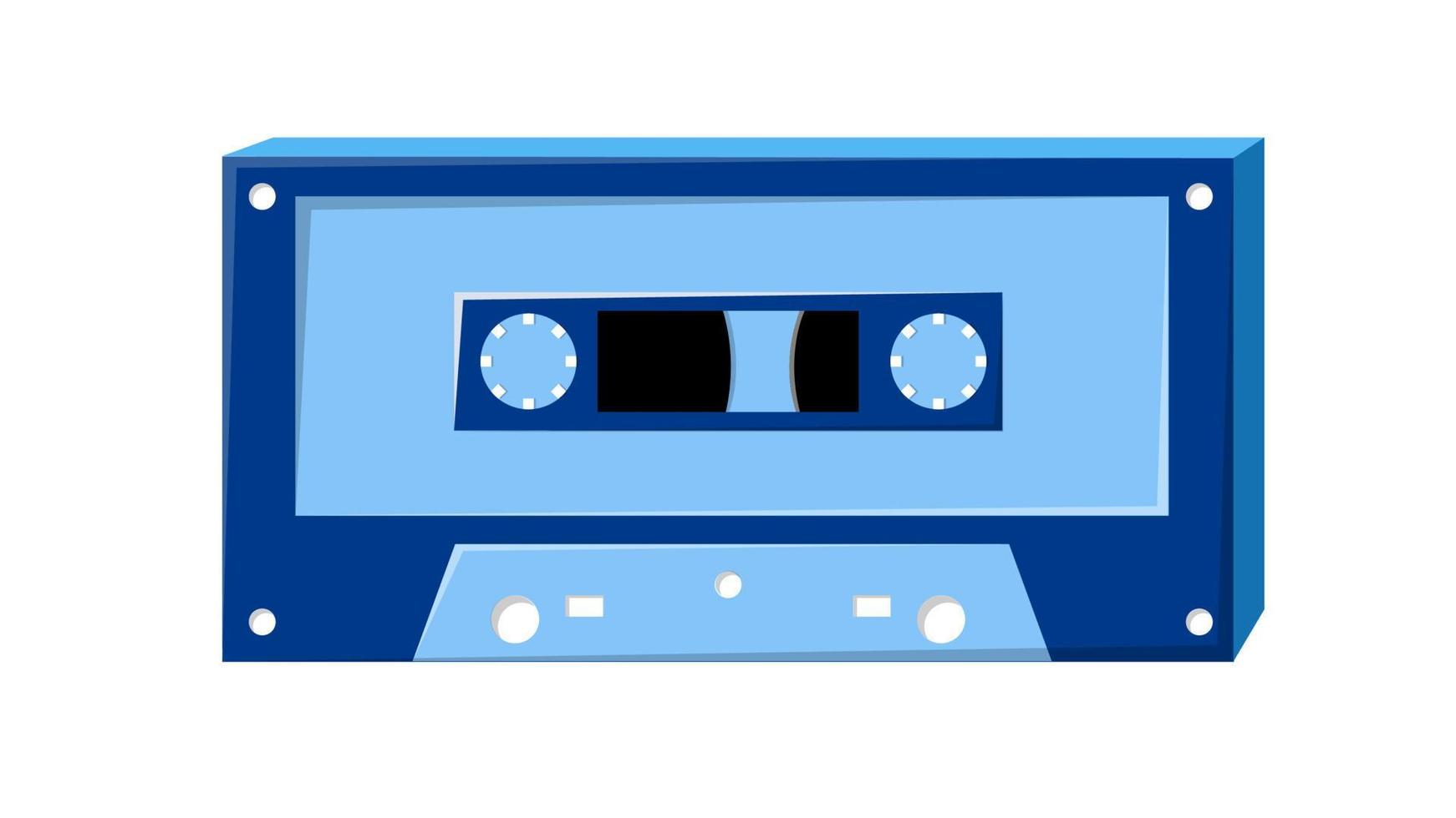 alte Retro-Vintage-Blue-Musik-Audiokassette für Tonbandgerät mit Magnetband aus den 70er, 80er, 90er Jahren. Isometrie-Symbol. Vektor-Illustration vektor