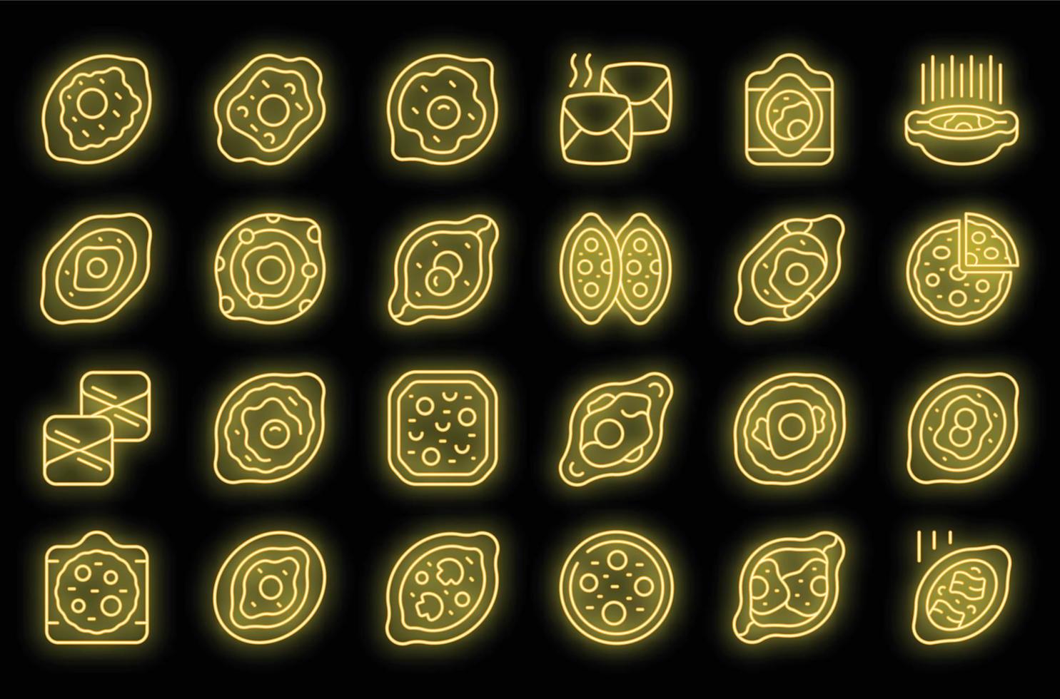 khachapuri ikoner uppsättning vektor neon