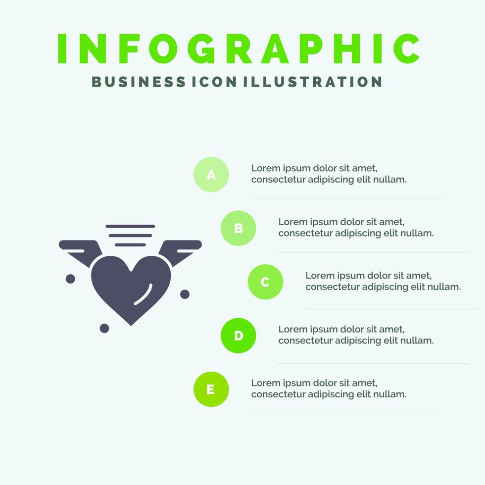 liebevolle Liebe Herz Hochzeit solide Symbol Infografiken 5 Schritte Präsentationshintergrund vektor