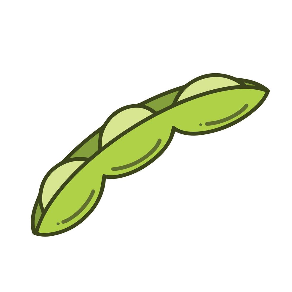 Edamame-Gemüsebohne-Vektorsymbolzeichnung mit sauberer Cartoon-Flat-Art-Style-Zeichnung isoliert auf weißem Hintergrund. grün gefärbte Piktogrammzeichnung. geöffnetes japanisches Gemüse von Edamame. vektor