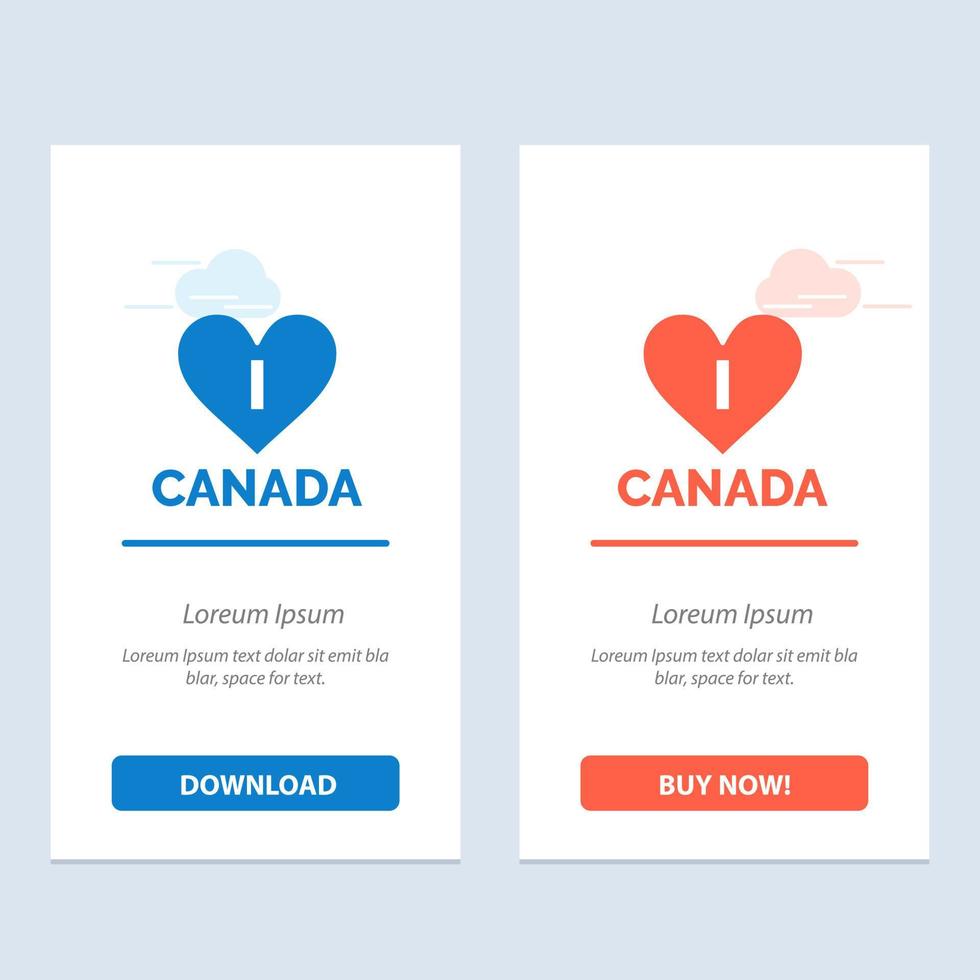 kärlek hjärta kanada blå och röd ladda ner och köpa nu webb widget kort mall vektor