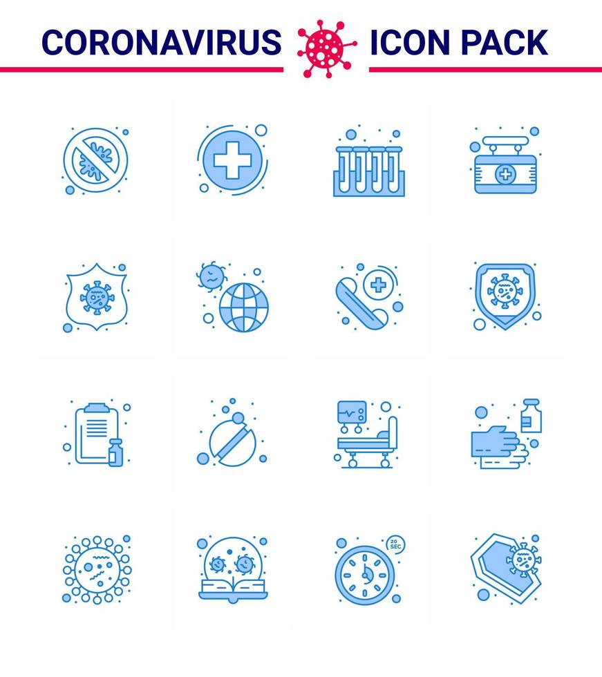 Symbol für Coronavirus-Vorsichtstipps für die Präsentation von Gesundheitsrichtlinien 16 blaue Symbolpakete wie Schutz medizinische Zeichen Krankenhausröhrchen virales Coronavirus 2019nov Krankheitsvektor-Designelemente vektor