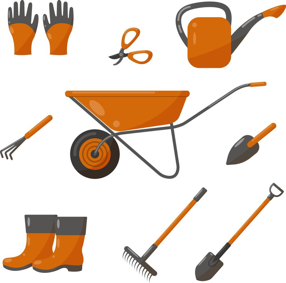trädgårdsarbete markarbeten verktyg. vektor illustration isolerat på vit bakgrund