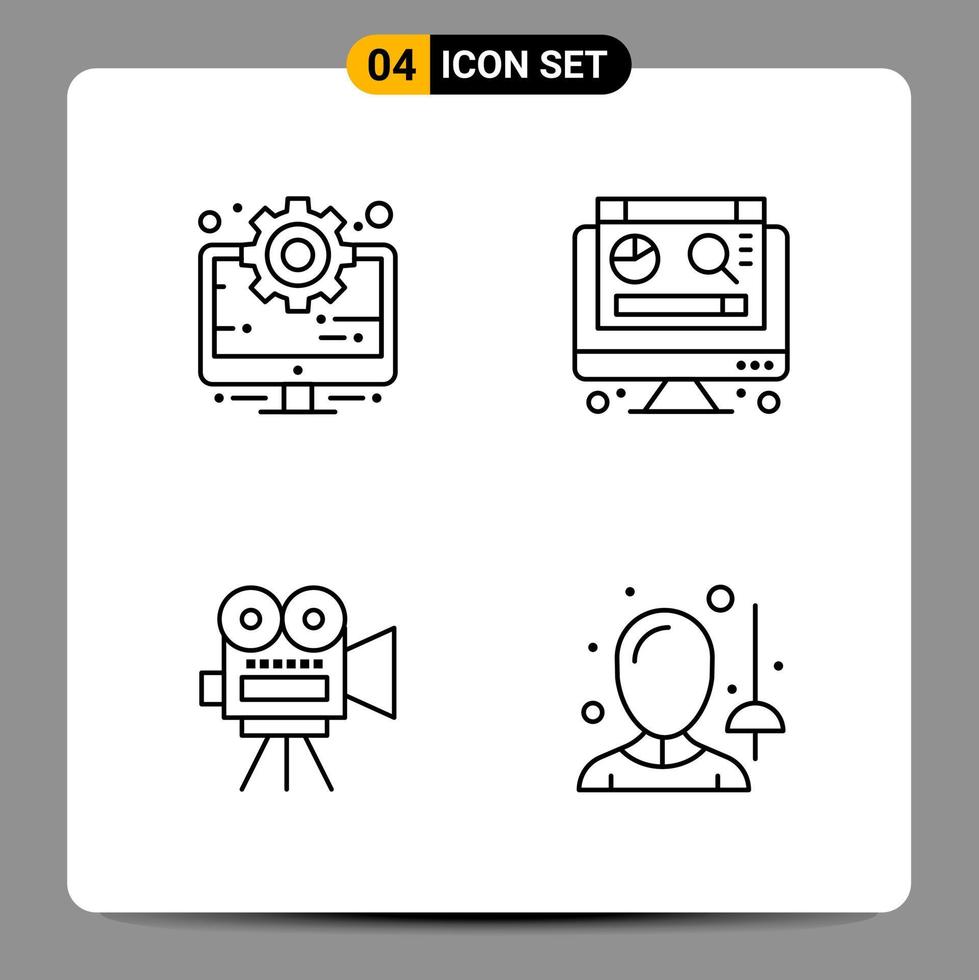 4 svart ikon packa översikt symboler tecken för mottaglig mönster på vit bakgrund. 4 ikoner uppsättning. vektor