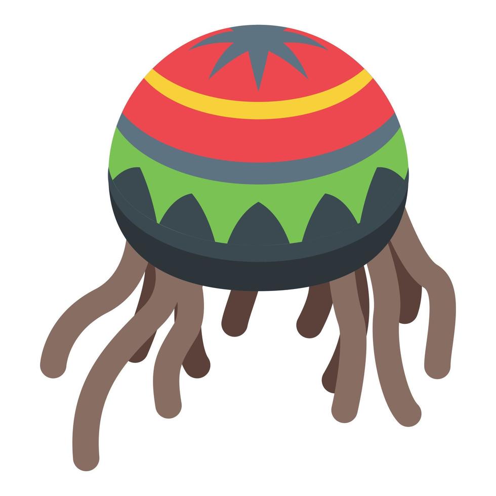 Dreadlocks Cap Symbol isometrischer Vektor. Rasta-Perücke vektor