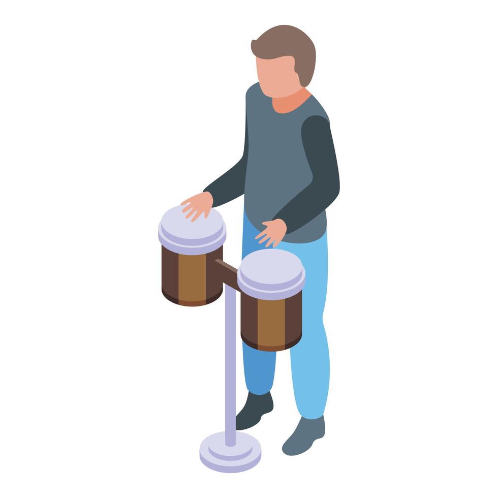 Schlagzeug-Symbol isometrischer Vektor spielen. Musik Kind