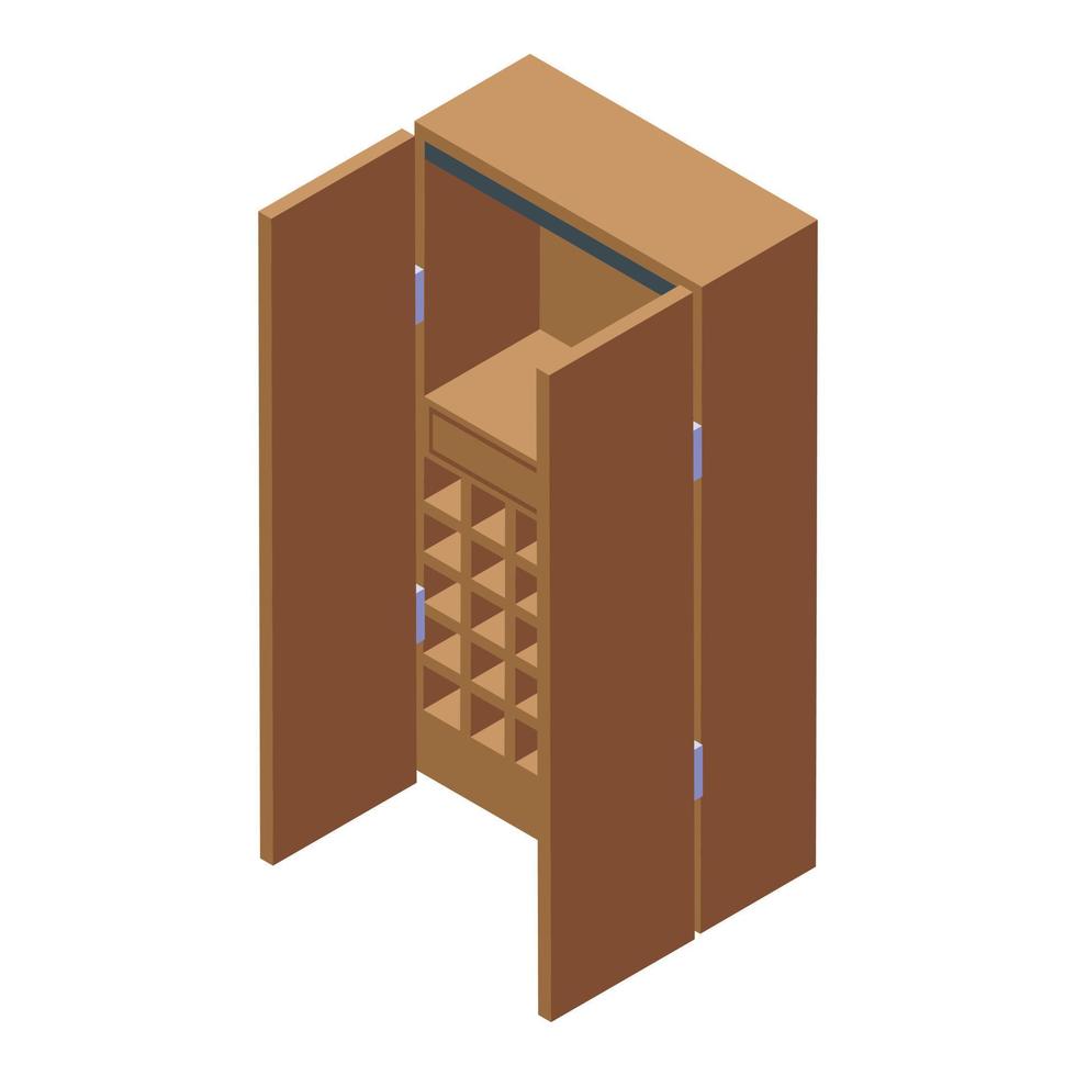 Weinschrank Symbol isometrischer Vektor. Holzzimmer vektor