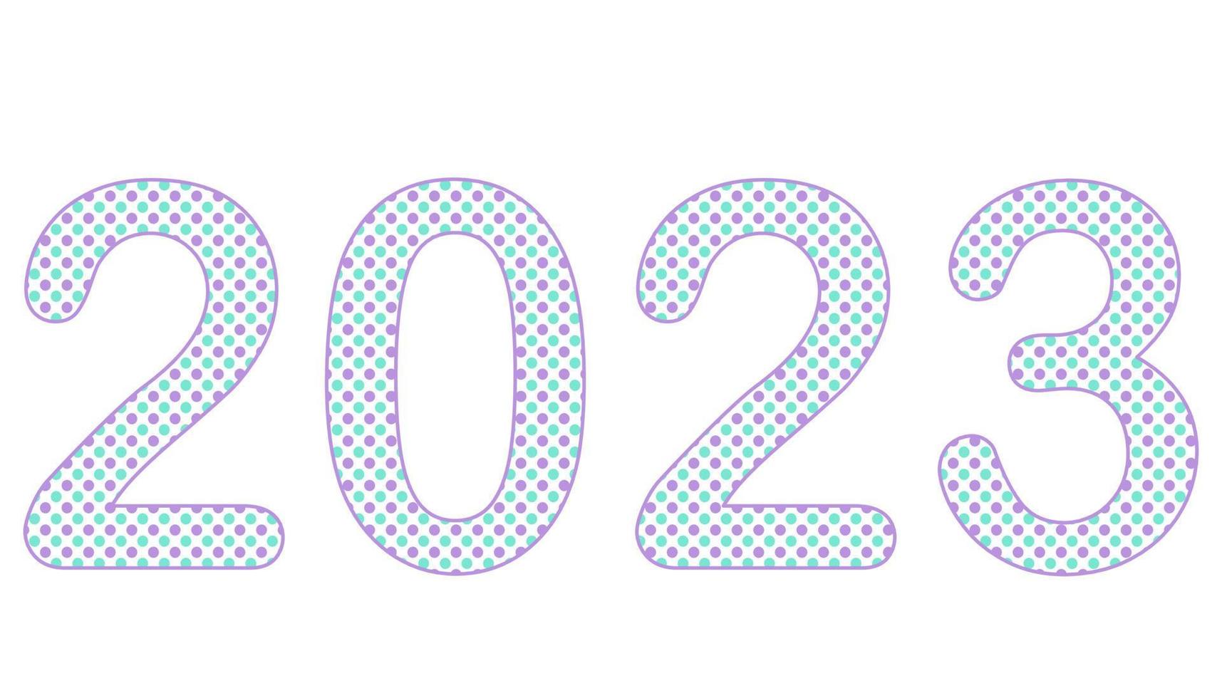 eine Reihe von Zahlen 2023, das Jahr der Herren mit Tupfenmuster innerhalb der Zahl. konzept über jubiläen, jährlich, feiern usw. vektor