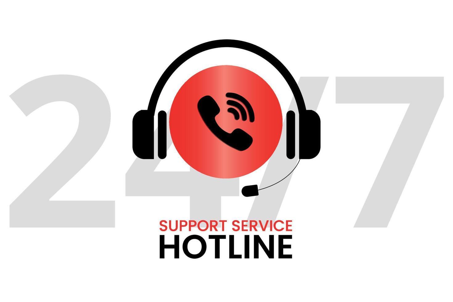 Support-Service-Hotline-Kopfhörer mit Mikrofon und Anrufsymbol. vektor