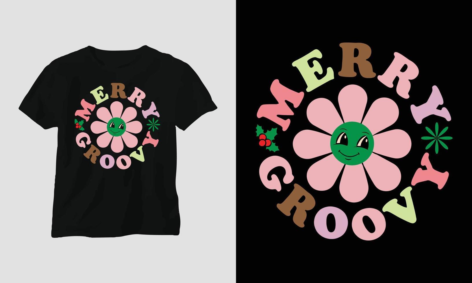 merry groovy - grooviges weihnachts-svg-t-shirt und kleiderdesign vektor