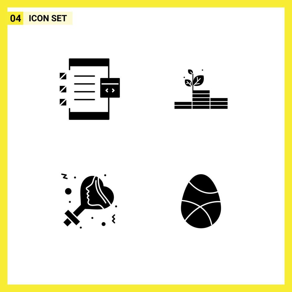 piktogram uppsättning av 4 enkel fast glyfer av app kön utveckling tillväxt kvinnor redigerbar vektor design element