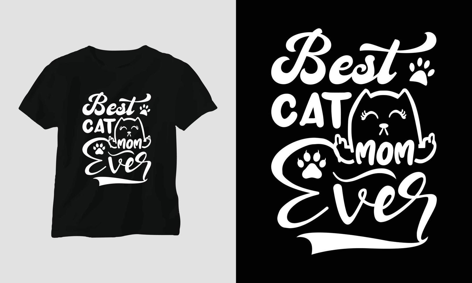 beste Katzenmutter aller Zeiten - Katze zitiert T-Shirt und Bekleidungsdesign vektor