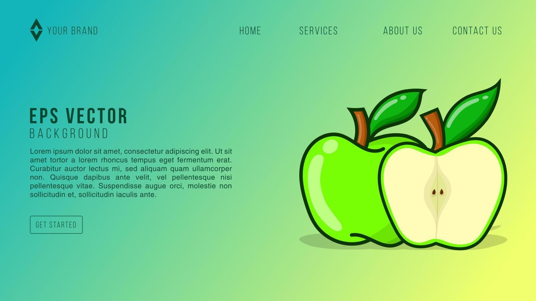 grüner Apfel Webdesign abstrakter Hintergrund Limonade eps 10 Vektor für Website, Zielseite, Homepage, Webseite, Webvorlage