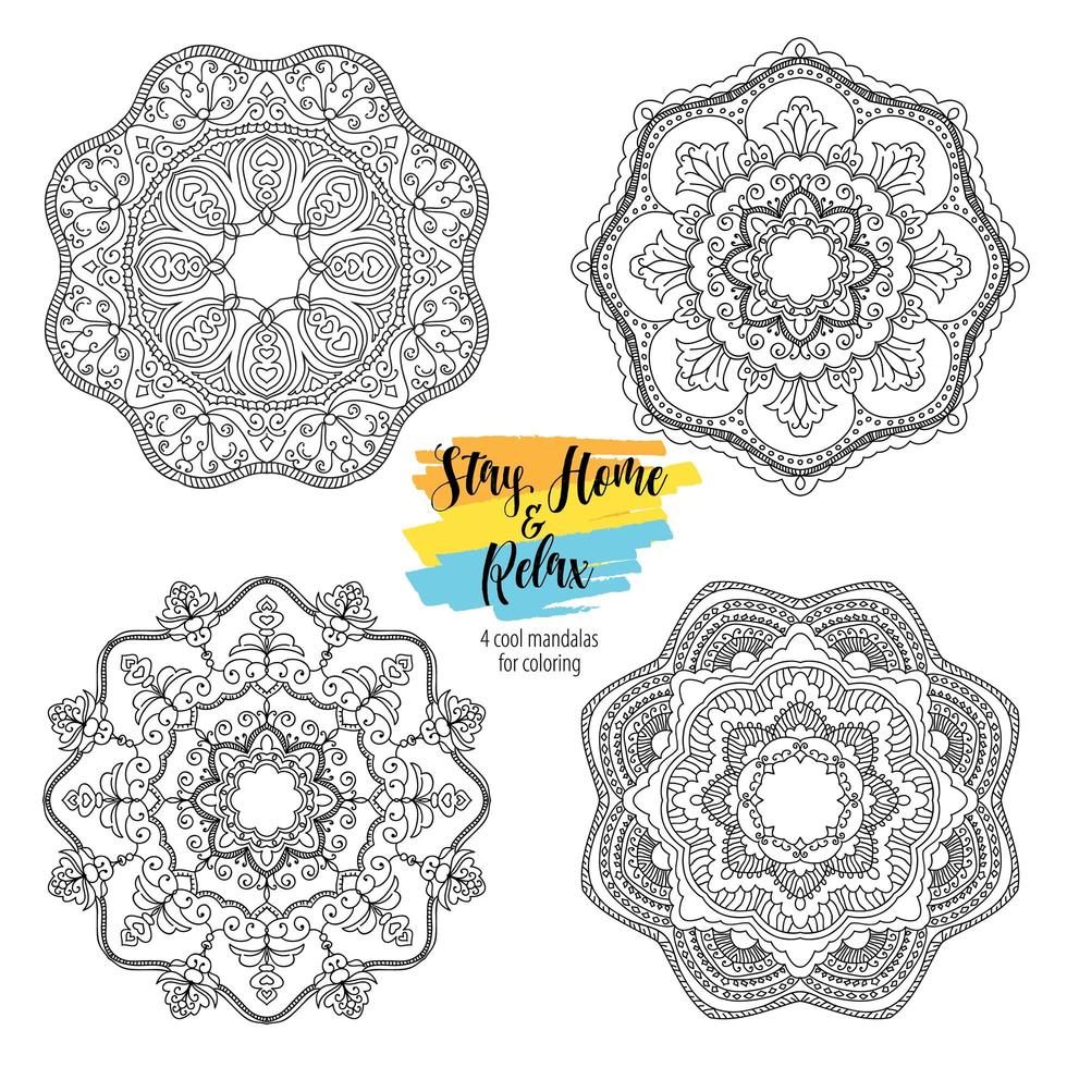 mandala runda blommor ornament vektor