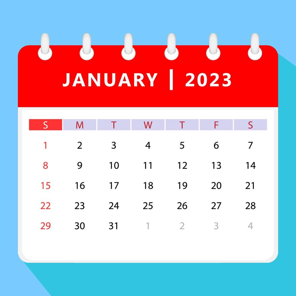 januari 2023 kalender mall. vektor design.