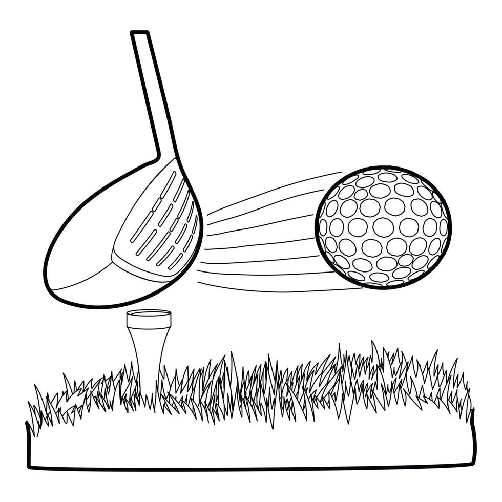 Hit-Golfball-Symbol, Outline-Stil vektor