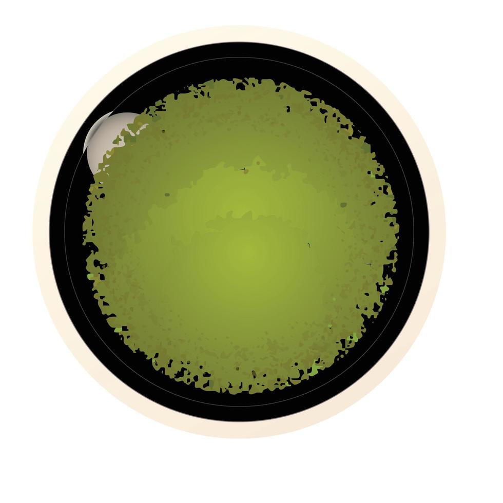 Draufsicht Matcha-Tee-Symbol Cartoon-Vektor. grünes Pulver vektor