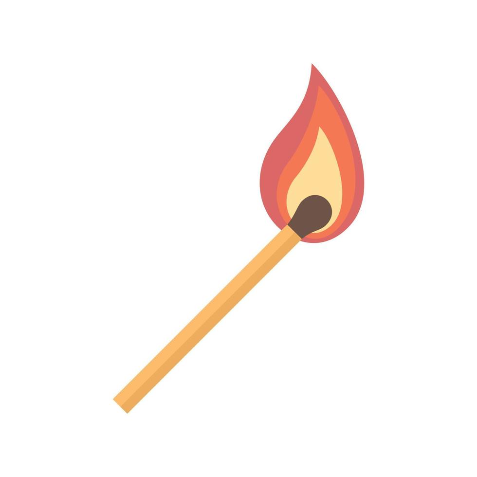 brennendes Streichholz Stick Symbol flach isoliert Vektor
