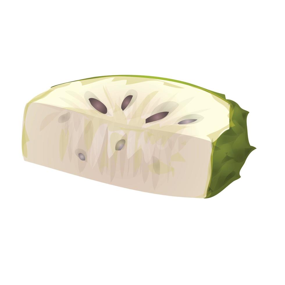 Geschnittener Soursop-Symbol-Cartoon-Vektor. Graviola-Frucht vektor