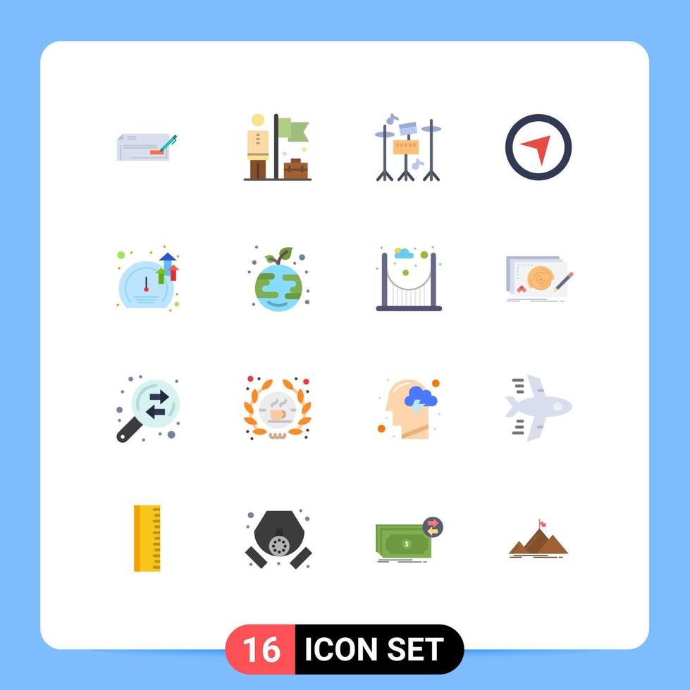 universelle Symbolsymbole Gruppe von 16 modernen flachen Farben von Software-Zeiger Geschäftsmann Karten Musik editierbares Paket kreativer Vektordesign-Elemente vektor