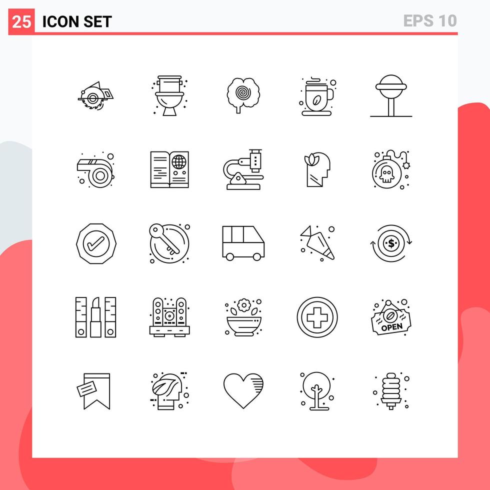uppsättning av 25 modern ui ikoner symboler tecken för godis te systemet varm psykologi redigerbar vektor design element