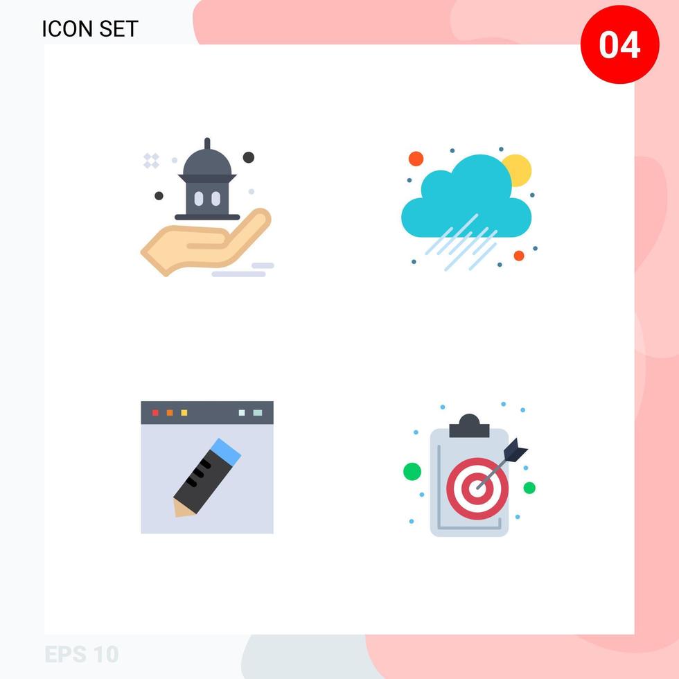 4 universell platt ikoner uppsättning för webb och mobil tillämpningar moské redigera hand väder grafisk redigerbar vektor design element