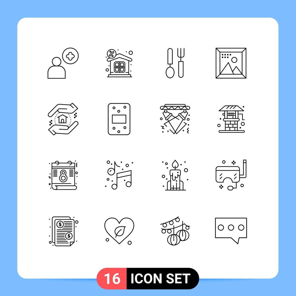 redigerbar vektor linje packa av 16 enkel konturer av verklig egendom programmering middag bild design redigerbar vektor design element